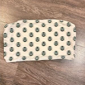 White Tube Top with Green Ram Print